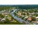 Aerial view of homes along a canal, showcasing lush green foliage and the area's waterways at 1890 Wateroak W Dr, Clearwater, FL 33764