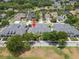 Aerial view of a residential street highlighting home and mature landscaping at 3543 Gamble St, New Port Richey, FL 34655