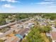 Aerial view of the residential neighborhood, with a clear blue sky and tree coverage at 3621 Beacon Square Dr, Holiday, FL 34691
