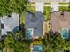 Birds-eye view of a landscaped property, highlighting a screened pool and patio, perfect for serene outdoor living at 4612 River Overlook Dr, Valrico, FL 33596