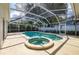 Screened-in pool and spa offering a refreshing outdoor retreat, surrounded by lush greenery for privacy and relaxation at 4612 River Overlook Dr, Valrico, FL 33596
