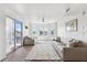 Bright living room with large windows offering a water view and a sliding door to the balcony at 5712 Biscayne Ct # 103, New Port Richey, FL 34652