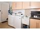 Well-equipped laundry room with newer appliances, sink, and plenty of storage in updated cabinets at 13878 Oak Forest N Blvd, Seminole, FL 33776