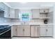 Beautiful renovated kitchen features stainless steel appliances and gray cabinets at 15100 Avalon Ave, Clearwater, FL 33760
