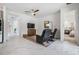 Comfortable living room space featuring white marble flooring and modern furnishings at 19608 Lonesome Pine Dr, Land O Lakes, FL 34638