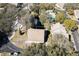Aerial view of the property showcasing its setting near a pond and lush foliage at 2870 Rampart Cir, Clearwater, FL 33761