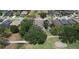 Aerial view of a residential neighborhood with well-maintained houses, pools, and lush greenery at 3350 Stonebridge Trl, Valrico, FL 33596