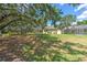 Lush backyard featuring mature trees, lush lawn and views of the home's screened-in patio at 3350 Stonebridge Trl, Valrico, FL 33596
