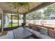 Relaxing screened patio with comfortable seating and view of the backyard at 34447 Blue Ash Ct, Wesley Chapel, FL 33545
