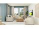 Airy living room features a cozy sectional sofa, plush ottoman, and abundant natural light at 3481 Lapis Lake Dr, Zephyrhills, FL 33541