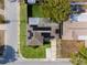 Aerial view of a single-Gathering home featuring solar panels and well maintained landscaping at 4238 Glissade Dr, New Port Richey, FL 34652