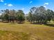 Aerial view of large country lot, featuring lush green grass and mature trees at 495 Appaloosa Rd, Tarpon Springs, FL 34688