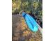 Two blue recreational kayaks are set aside along a concrete curb at 6903 11Th Ave E, Palmetto, FL 34221