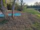 Peaceful waterfront scene featuring an empty blue dinghy near a pond with grassy shoreline and trees at 6903 11Th Ave E, Palmetto, FL 34221