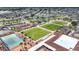 Beautiful aerial view of the community featuring lawn bowling and shuffleboard amenities at 904 Desert Hills Dr, Sun City Center, FL 33573