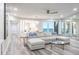 Inviting living room with a large sectional, chandelier, and views of the ocean at 1600 Gulf Blvd # 1112, Clearwater Beach, FL 33767