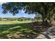 Scenic view of a golf course with mature trees and well-maintained green at 18631 Le Dauphine Pl, Lutz, FL 33558