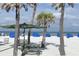 Picturesque beach scene featuring shady umbrellas and palm trees at 3010 Beecher E Dr # A, Palm Harbor, FL 34683