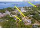 Aerial view showcases proximity to Pinellas Trail, Josiah Cephas Weaver Park, and waterfront at 351 Hancock St, Dunedin, FL 34698