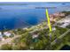 Aerial shot showcasing property's position close to Josiah Cephas Weaver Park and the waterfront at 351 Hancock St, Dunedin, FL 34698