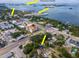 Aerial shot displaying the property's location near Clearwater Beach, downtown, and Edgewater Park and Marina at 351 Hancock St, Dunedin, FL 34698