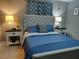Comfortable main bedroom with large upholstered headboard, lamps and decorative pillows at 8129 23Rd N Ave, St Petersburg, FL 33710