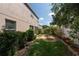 Spacious backyard featuring a fire pit, manicured lawn, mature trees, and patio access at 18424 Cypress Bay Pkwy, Land O Lakes, FL 34638