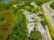 Aerial view showing community amenities, including a pool and parking, nestled in a wooded area at 1936 Heron Cove Dr # 104, Lutz, FL 33549