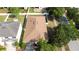 Aerial view of a home with a brown roof, surrounded by green lawns and neighboring houses at 2903 Cypress Bowl Rd, Lutz, FL 33558