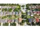 Expansive aerial view of a neighborhood with well-maintained homes and lush green trees at 2903 Cypress Bowl Rd, Lutz, FL 33558