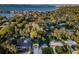 Aerial view of a beautiful home surrounded by lush trees and a bay view at 3165 Renatta Dr, Belleair Bluffs, FL 33770