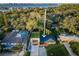 Birds eye view of modern home with geometric drive, lush lawn, and mature trees at 3165 Renatta Dr, Belleair Bluffs, FL 33770