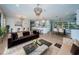 Open-concept living room with dining and kitchen featuring hardwood floors and modern decor at 3165 Renatta Dr, Belleair Bluffs, FL 33770