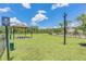 Large dog park featuring a covered seating area, green space, and a secure fence for pets to play freely at 32242 Summerglade Dr, Wesley Chapel, FL 33545