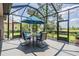 Relaxing screened patio with dining area and comfortable seating, perfect for outdoor enjoyment at 32242 Summerglade Dr, Wesley Chapel, FL 33545