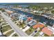 Real estate aerial view of a waterfront home in a residential neighborhood with a private dock at 4055 Floramar Ter, New Port Richey, FL 34652
