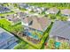 Aerial view of a beautiful home with a screened lanai pool surrounded by lush landscaping at 4093 Epic Cv, Land O Lakes, FL 34638