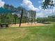 Community playground with swings and wood chip ground at 4093 Epic Cv, Land O Lakes, FL 34638