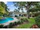 The home's backyard boasts a refreshing pool and a large shade tree creating an ideal entertainment space at 4705 W Estrella St, Tampa, FL 33629