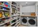 Well-organized laundry room with ample shelving and modern washer and dryer units at 4705 W Estrella St, Tampa, FL 33629