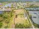 Aerial view of the community playground area featuring an open green space, playground, and tennis courts at 4914 Sienna Isles Ave, Wimauma, FL 33598