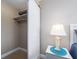Open closet with shelf and clothing rod, located in the bedroom, provides efficient storage at 51 Island Way # 503, Clearwater Beach, FL 33767