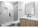 Modern bathroom with walk-in shower, updated vanity, and contemporary fixtures at 607 W Euclid Ave # 3, Tampa, FL 33602