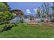 Landscaped backyard with a pool and deck featuring lush plants, creating a serene outdoor retreat at 9208 Brindlewood Dr, Odessa, FL 33556