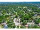 Aerial view of a lush neighborhood with mature trees, residential homes, and a distant skyline at 1221 E Hamilton Ave, Tampa, FL 33604