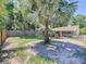 Spacious backyard featuring a screened patio, lush lawn, and mature trees at 1221 E Hamilton Ave, Tampa, FL 33604