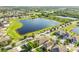 Scenic community featuring a picturesque pond, lush greenery, and well-maintained homes at 13201 Wellington Hills Dr, Riverview, FL 33579