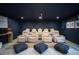 Home theater with large seating area, theater screen, and projector at 1394 Stonehenge Way, Palm Harbor, FL 34683