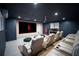Movie room with theater seating, projector, and large screen for premium entertainment experience at 1394 Stonehenge Way, Palm Harbor, FL 34683