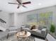 Relaxing living room featuring a comfortable sofa, stylish decor, and plenty of natural light at 14611 Pine Glen Cir, Lutz, FL 33559